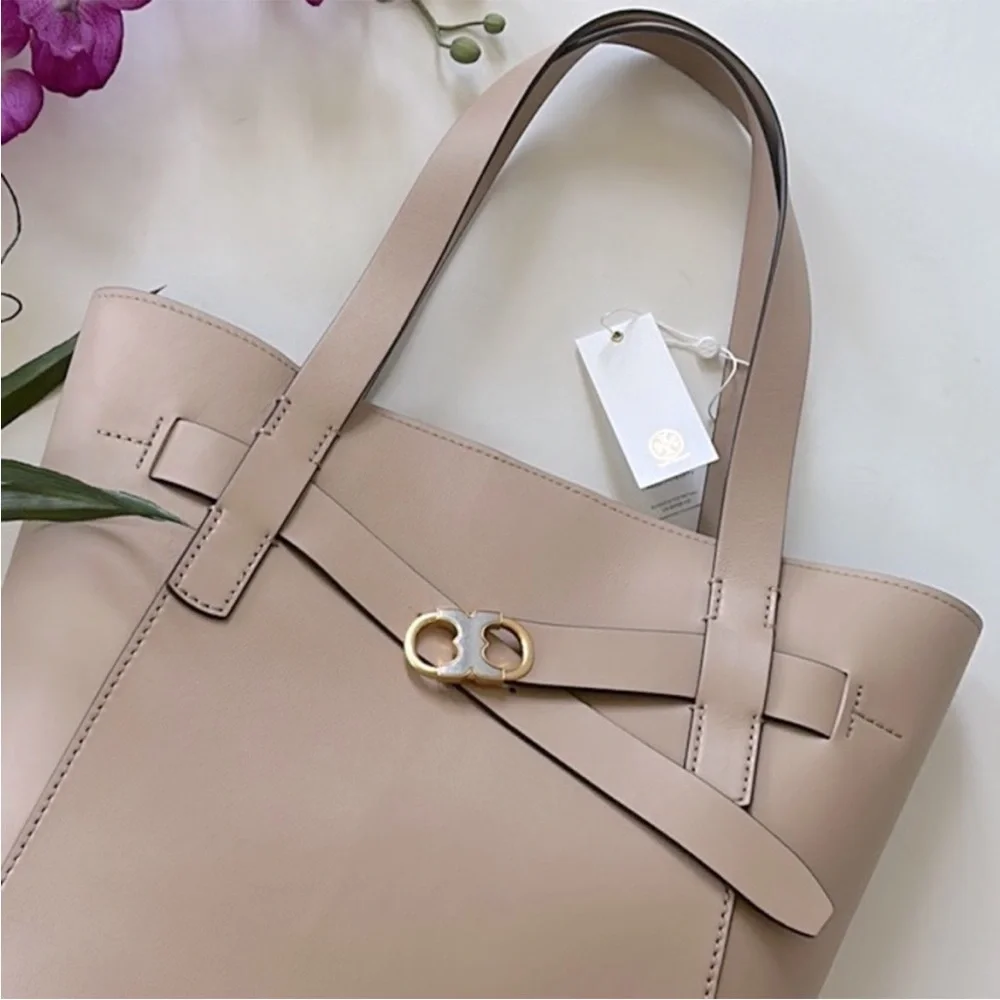 Tory Burch Gemini Leather Tote in Perfect Sand - Picture 2 of 15